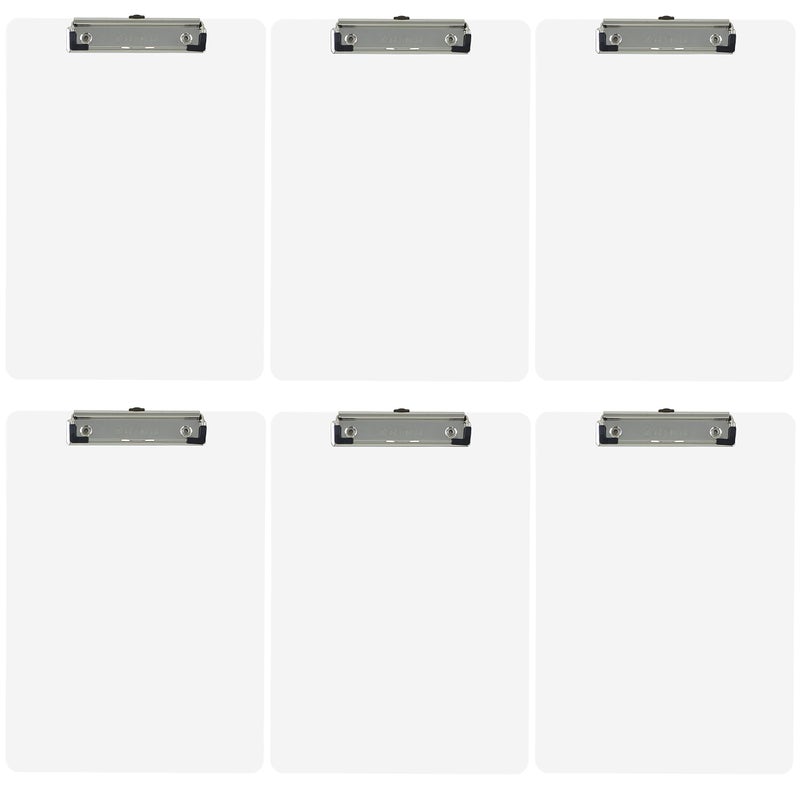 Trade Quest Plastic Clipboard Opaque Color Letter Size Low Profile Clip (Pack of 6) (White) - Image 1
